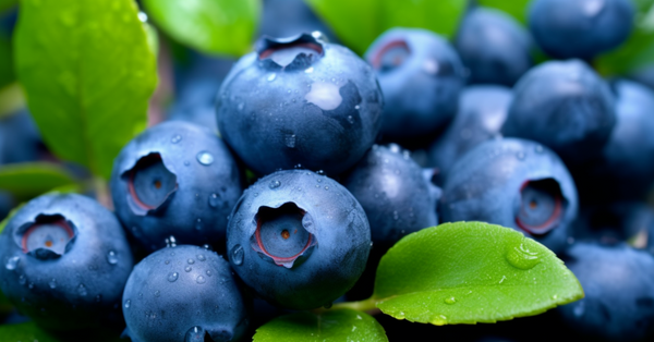 Fresh, ripe summer blueberries bursting with skin-nourishing antioxidants